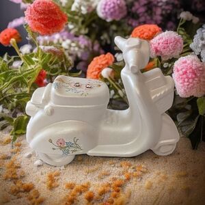 Berger Italian‎ Vespa Scooter Figure Iridescent Floral Art Pottery Hand Painted